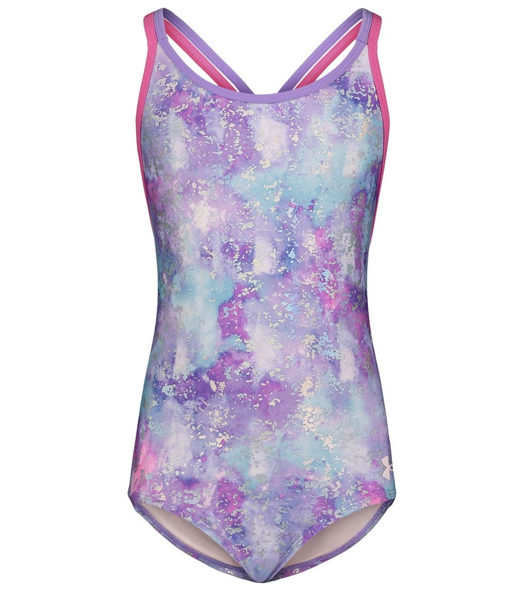 Under Armour Girls' In The Mix One Piece Swimsuit - Vivid Lilac 4 - Swimoutlet.com