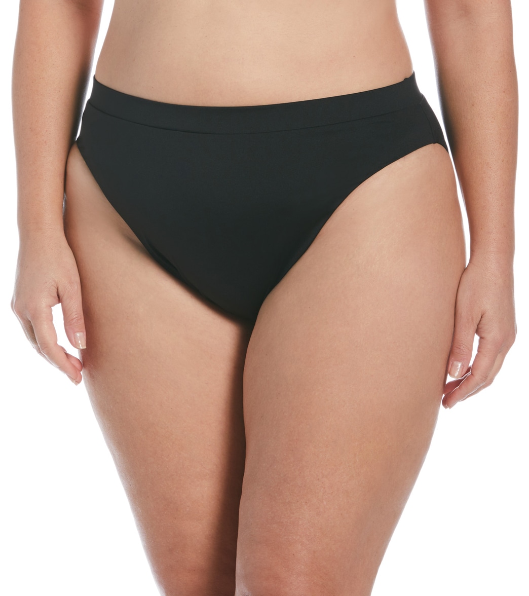 Nike Women's Plus Size Essential High Waist Bikini Bottom - Black 1X - Swimoutlet.com