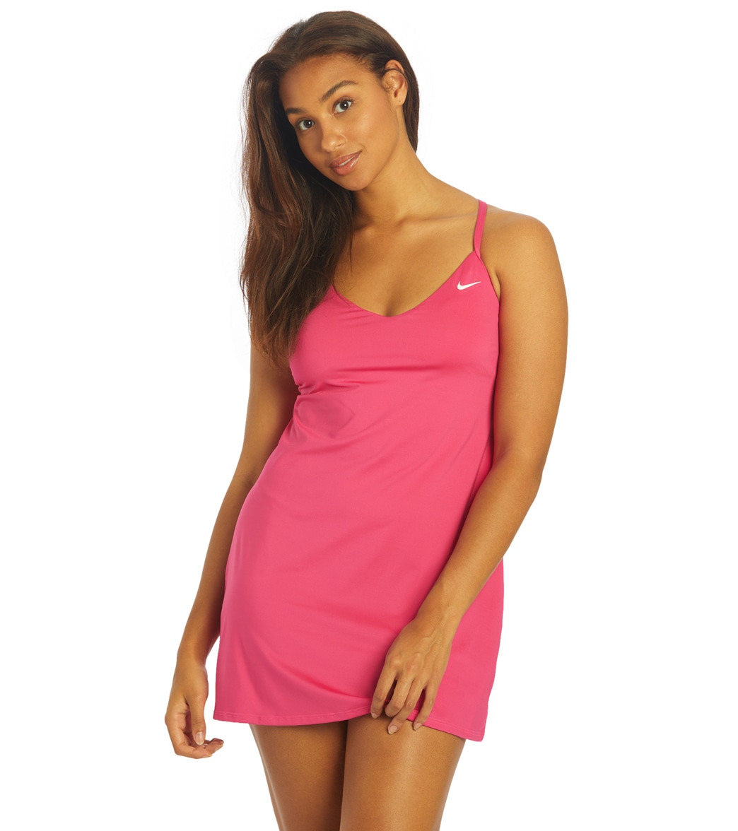 Nike Women's Essential Racerback Swim Dress - Pink Prime Small - Swimoutlet.com