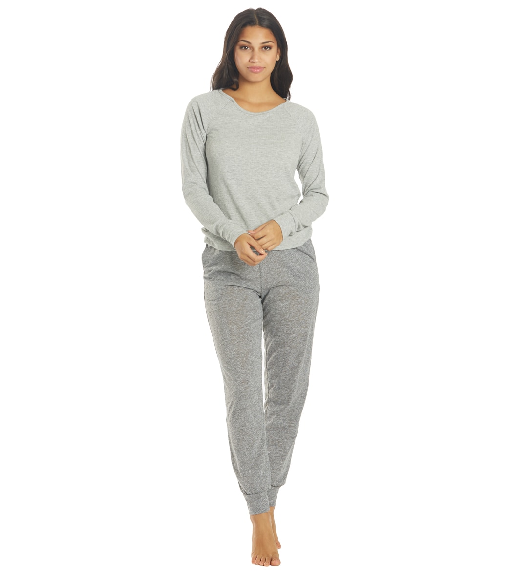 Nytt Striped Loungewear Set - Grey Pointelle Small Size Small - Swimoutlet.com