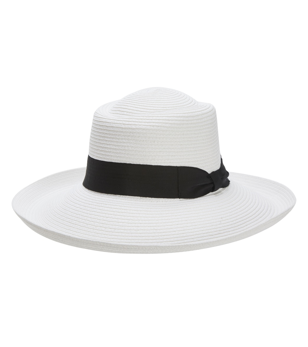 Physician Endorsed Women's Santa Cruz Straw Hat - White/Black One Size - Swimoutlet.com
