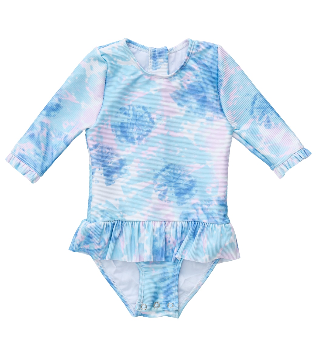 Snapper Rock Girls' Sky Dye 3/4 Sleeve Surf Suit Baby - Blue 4 Elastane/Polyamide - Swimoutlet.com