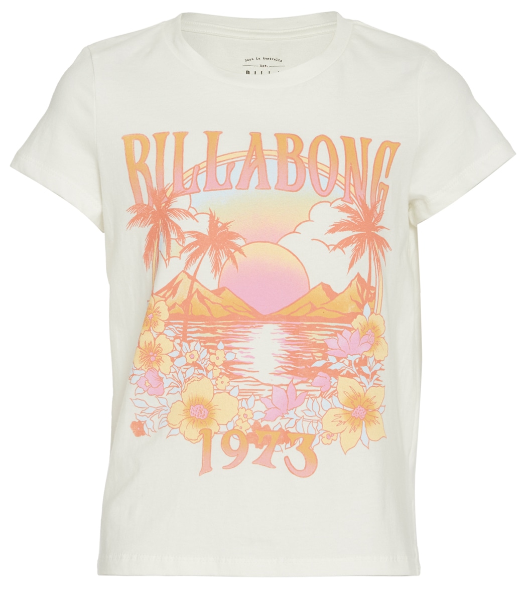 Billabong Girls' After Sunset Tee Shirt Big Kid - Salt Crystal Small/8 Cotton - Swimoutlet.com