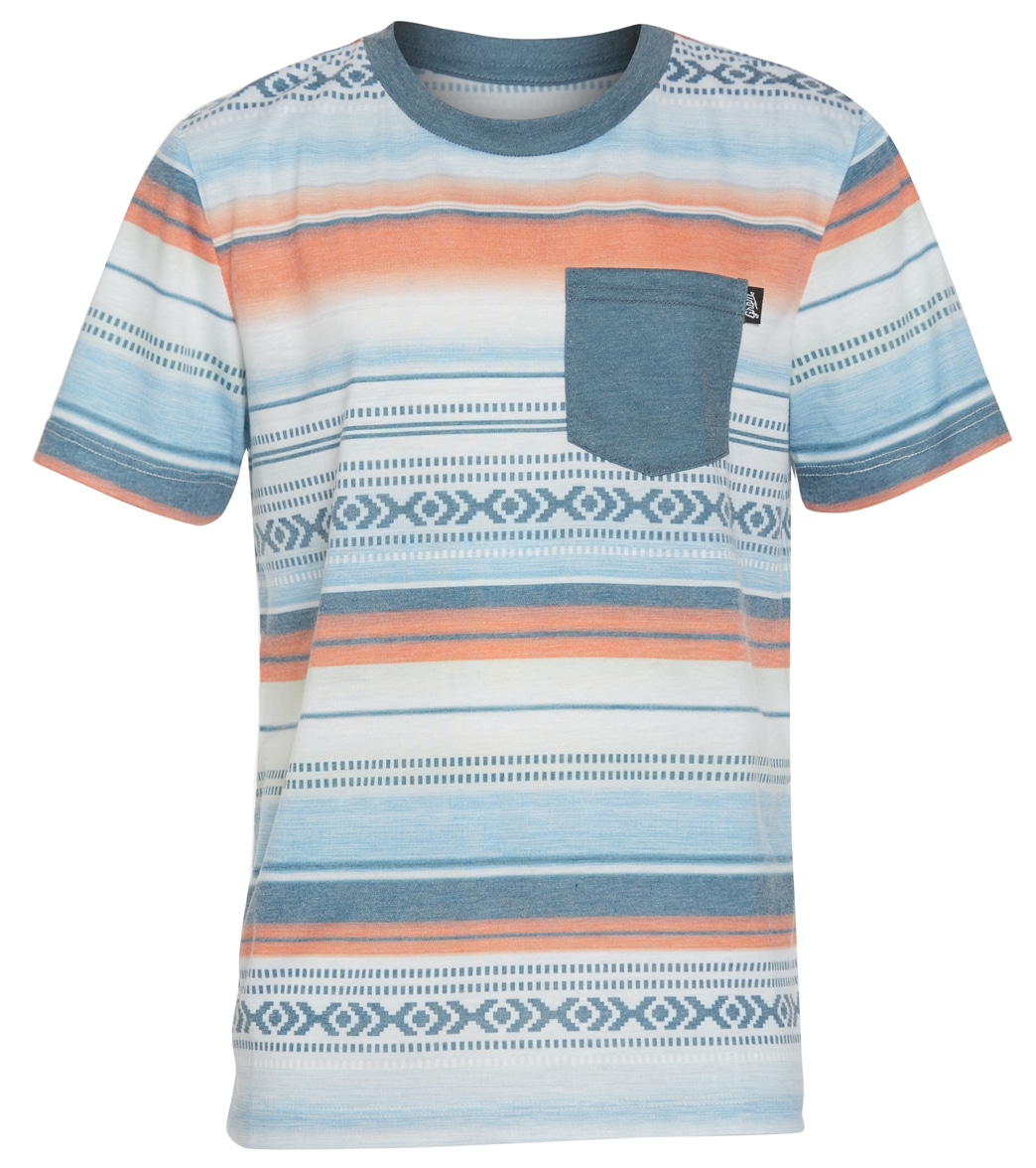 Grom Boys' Mesa Stripe Short Sleeve Knit Tee Shirt - Orange Small - Swimoutlet.com