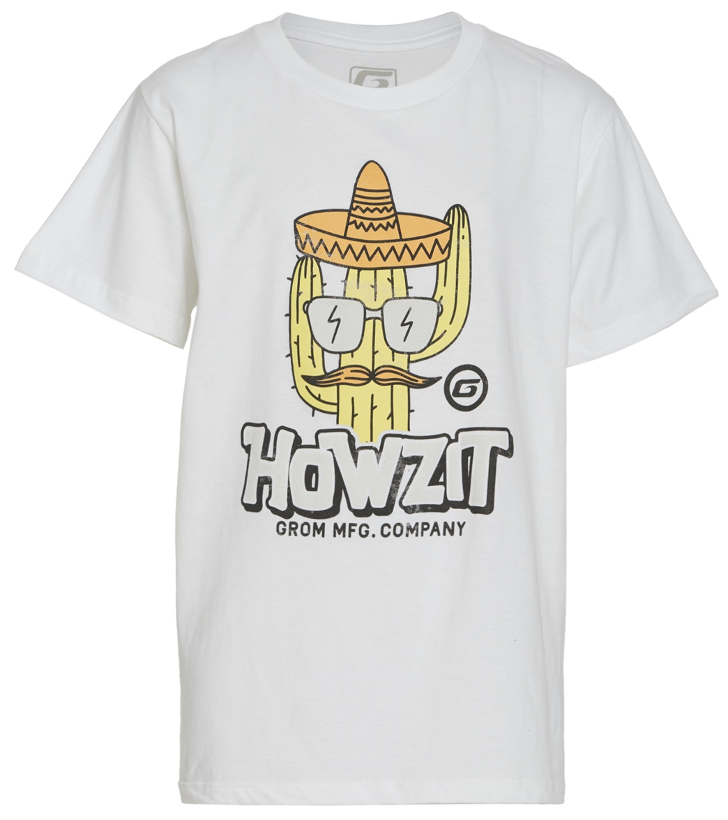 Grom Boys' Howzit Tee Shirt - White Large Cotton - Swimoutlet.com