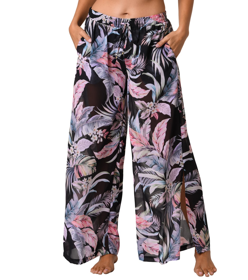 Jantzen Women's Cabana Queen Cover Up Pants - Black Medium Polyester - Swimoutlet.com