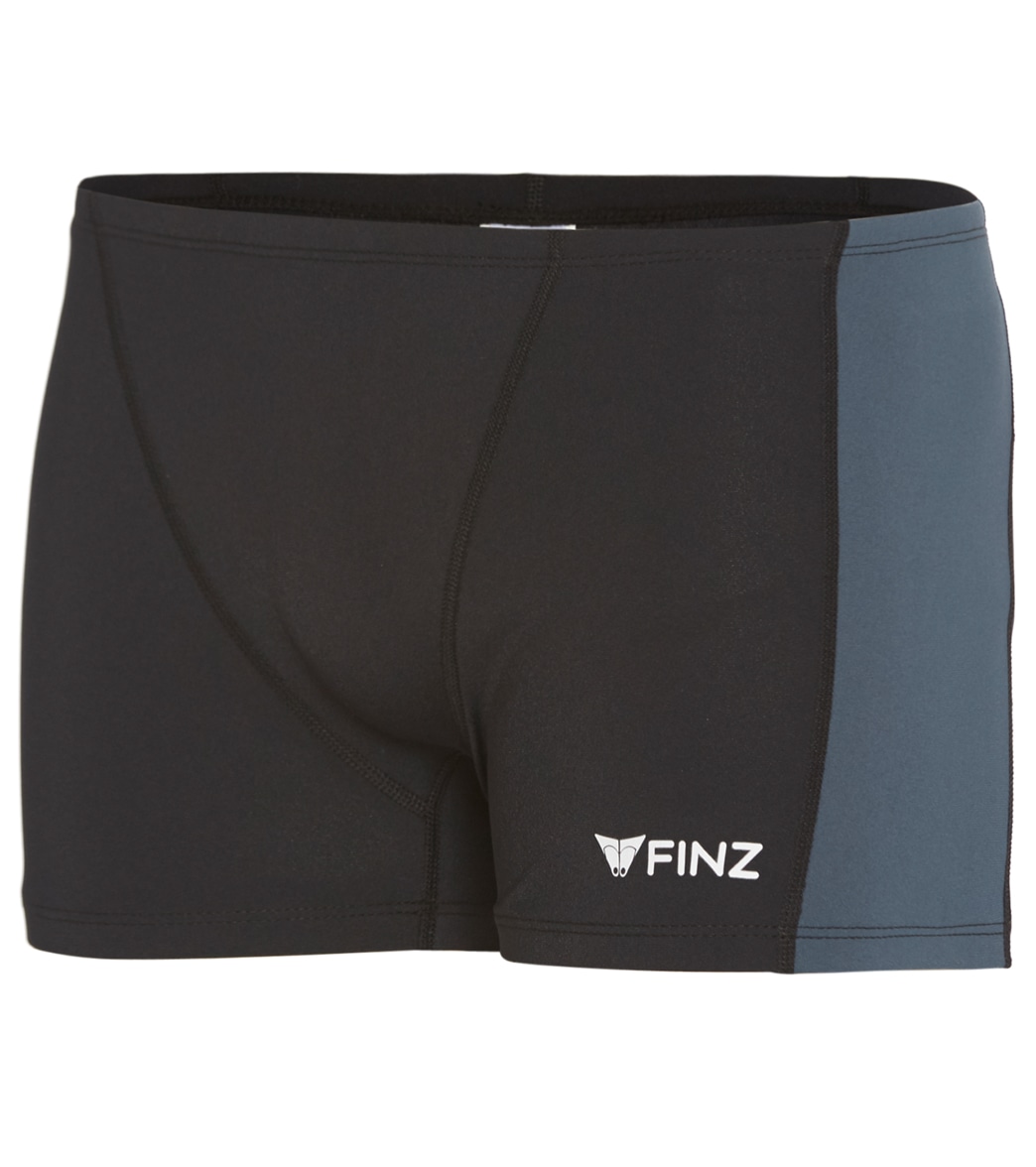 Finz Men's Splice Panel Square Leg - Black/Charcoal 38 Polyester - Swimoutlet.com