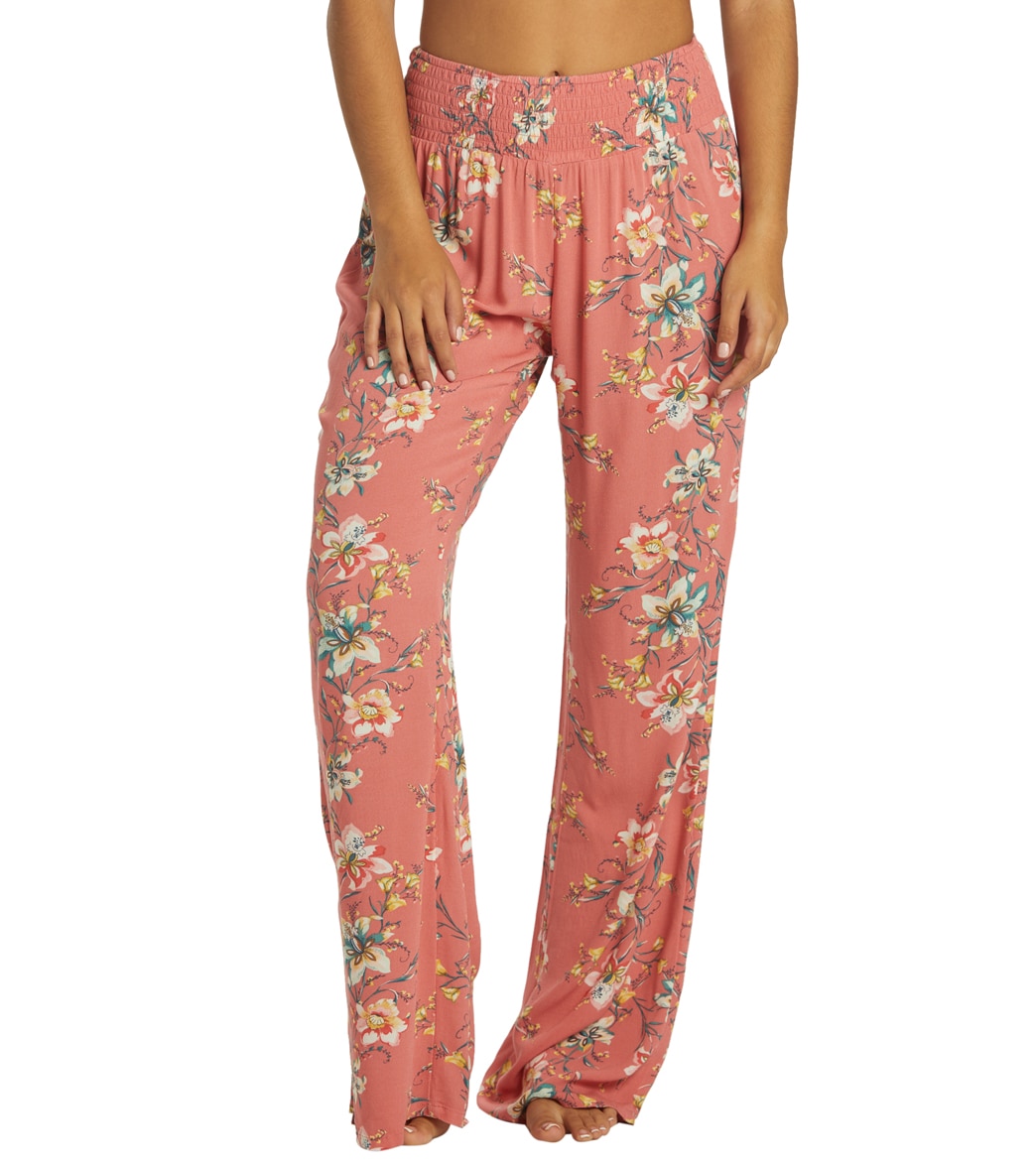 O'neill Women's Johnny Floral Woven Pants - Faded Rose Large - Swimoutlet.com