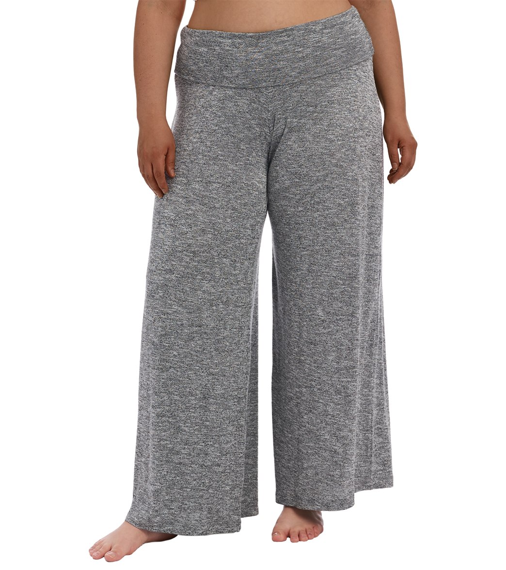 La Blanca Women's Plus Size Beach Cozy Pallazo Pants - Grey 1X - Swimoutlet.com