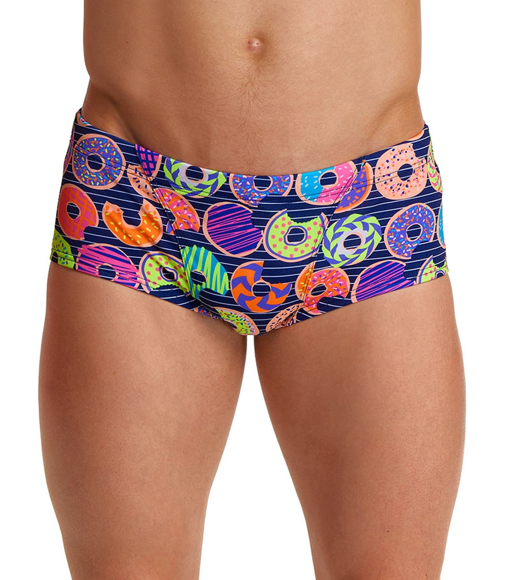 Funky Trunks Men's Dunking Donuts Classic Trunk Square Leg Swimsuit - Large Polyester - Swimoutlet.com