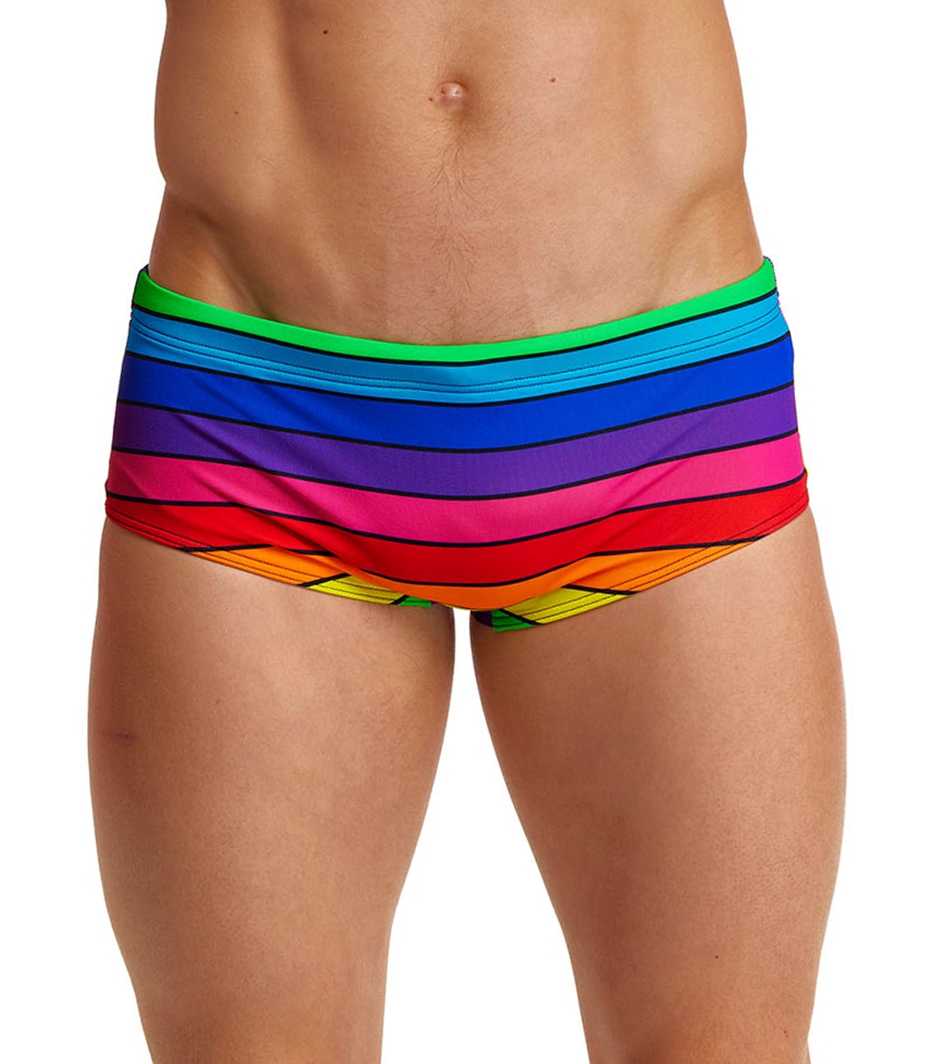 Funky Trunks Men's Rainbow Racer Sidewinder Trunk Square Leg Swimsuit - 30 Polyester - Swimoutlet.com