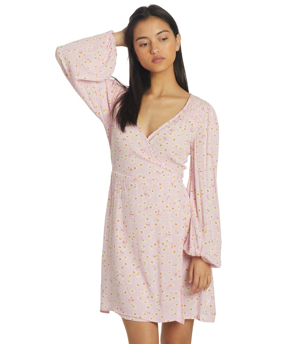 Billabong Women's Spring Romance Mini Wrap Dress - Pink Lady Small - Swimoutlet.com