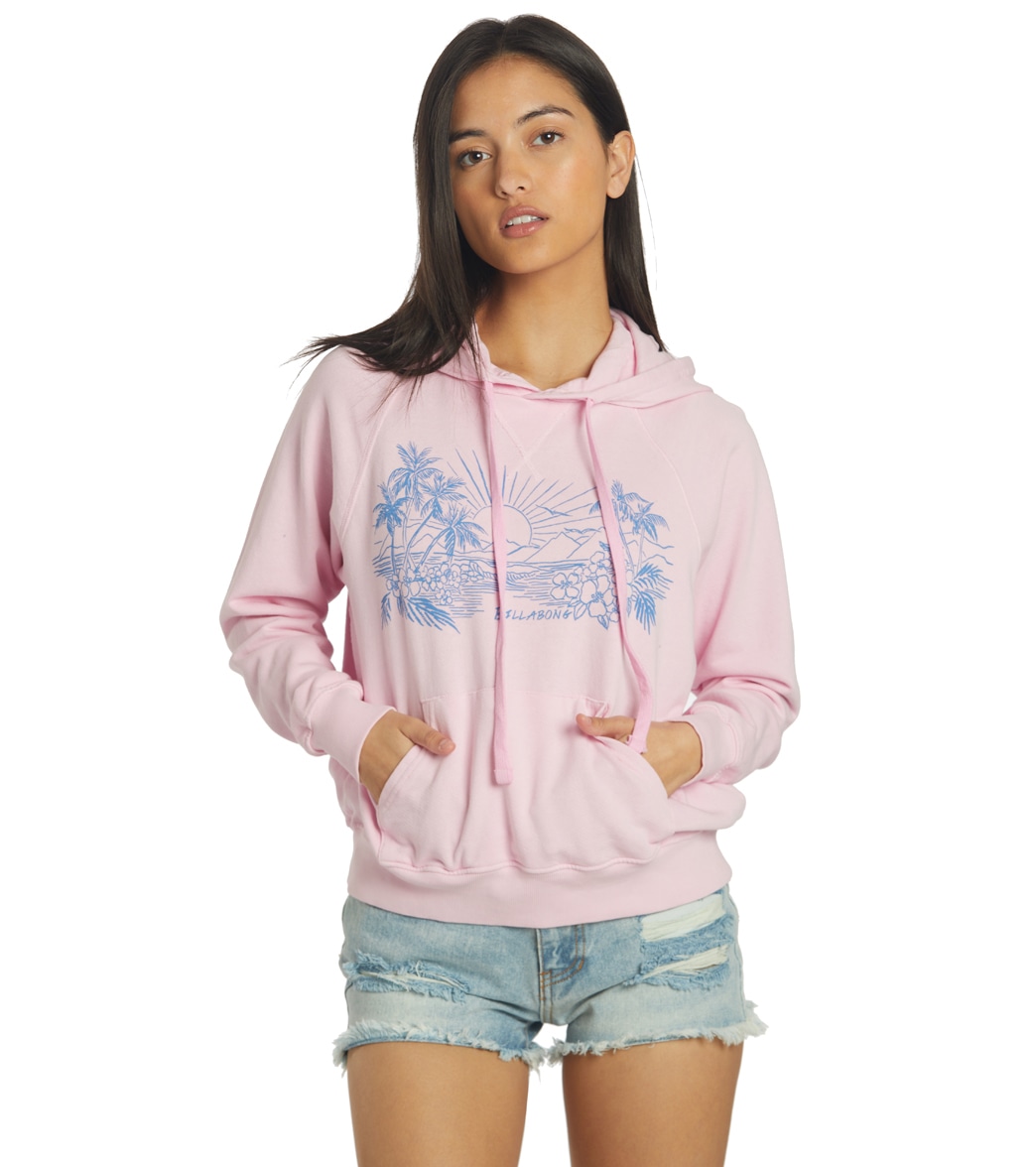 Billabong Women's Morning Surf Pullover Hoodie - Pink Lady Medium Cotton/Polyester - Swimoutlet.com