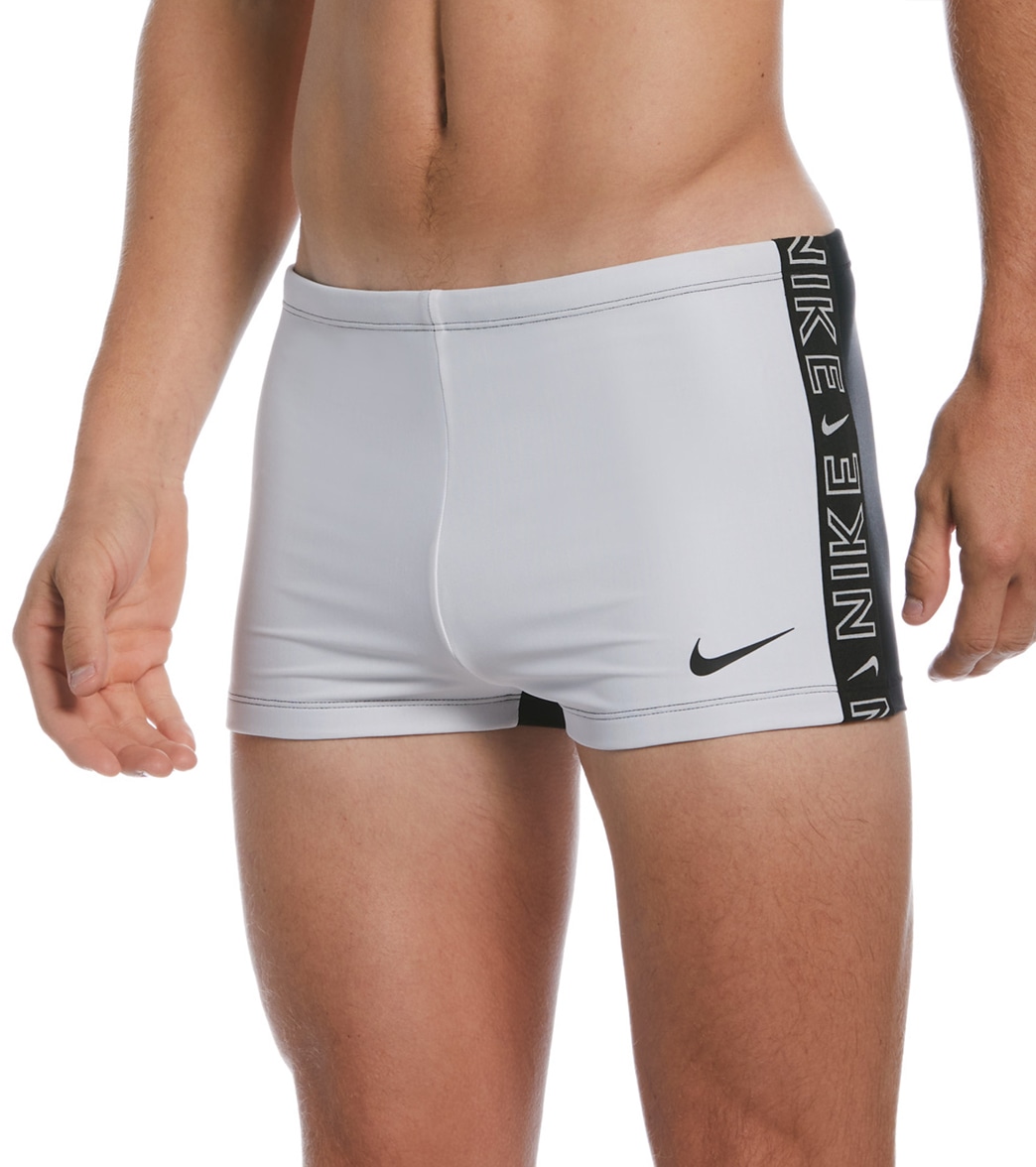 Nike Men's Logo Tape Square Leg Swimsuit - White Large - Swimoutlet.com