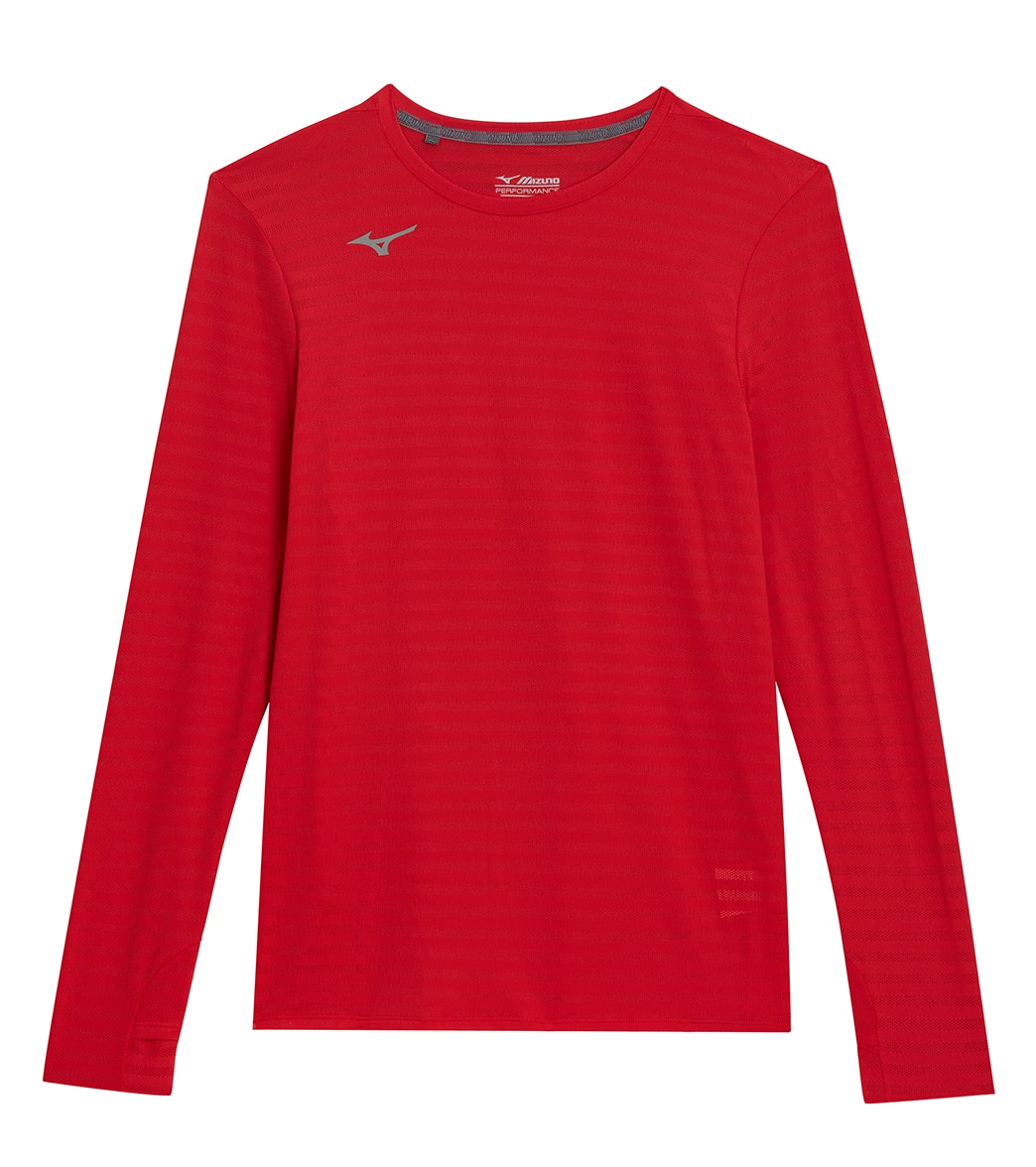 Mizuno Men's Athletic Eco Long Sleeve Top Shirt - Red Large - Swimoutlet.com