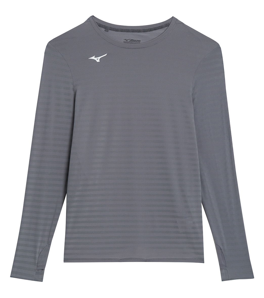 Mizuno Men's Athletic Eco Long Sleeve Top Shirt - Dark Grey Large - Swimoutlet.com