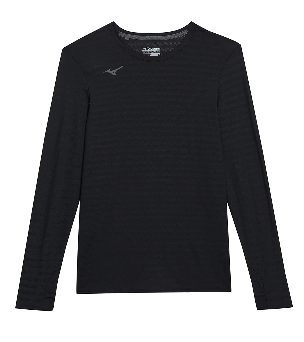 Mizuno Men's Athletic Eco Long Sleeve Top Shirt - Black Large - Swimoutlet.com