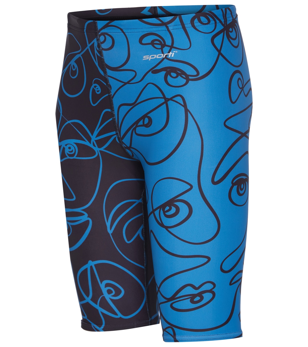 Sporti X Alilscribble Limited Edition Divide Jammer Swimsuit Youth 22-28 - Blue/Black 22Y Polyester - Swimoutlet.com