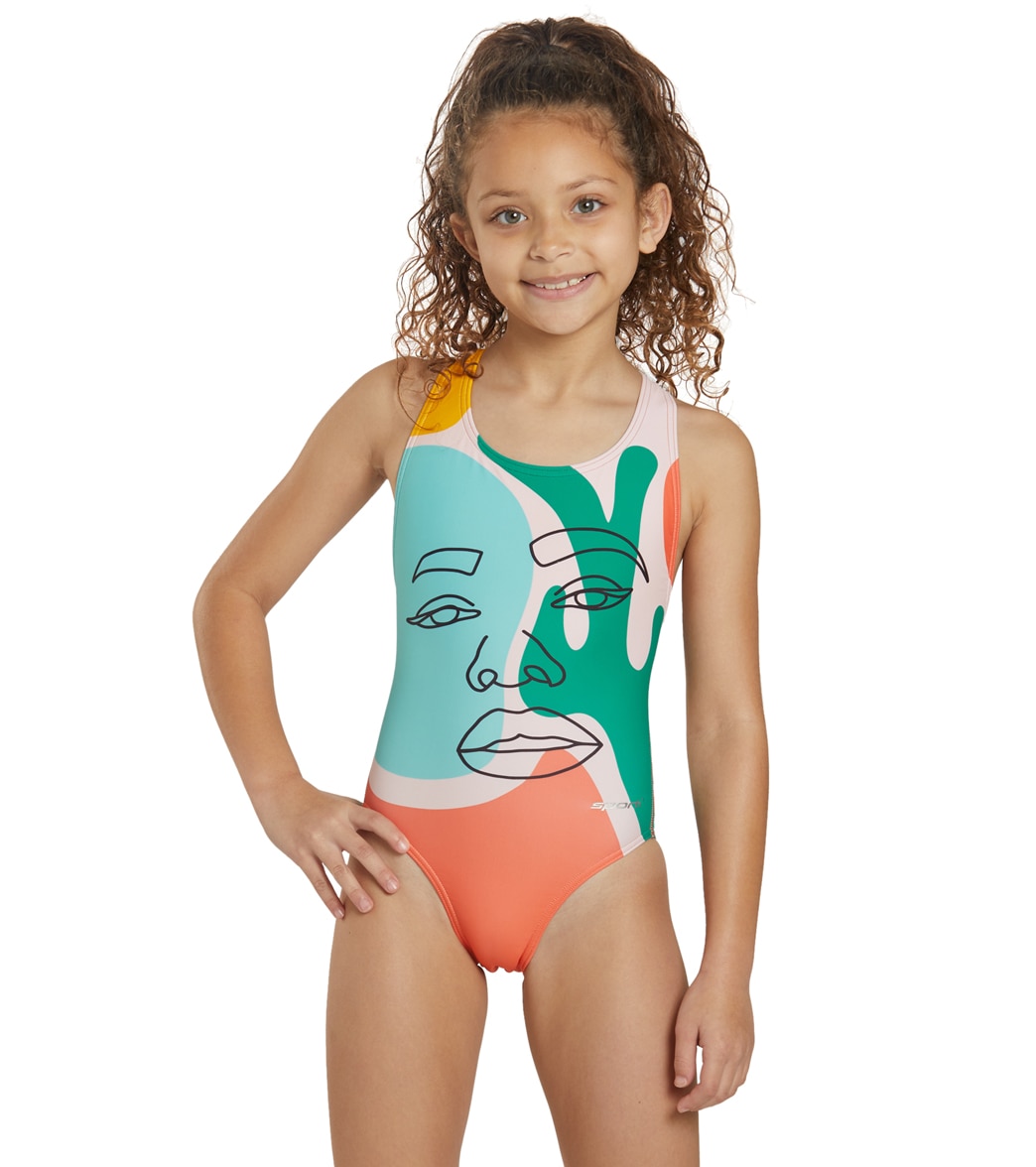 Sporti X Alilscribble Limited Edition Summer Heat Wide Strap Cross Back One Piece Swimsuit Youth 22-28 - Multi 22Y Polyester - Swimoutlet.com
