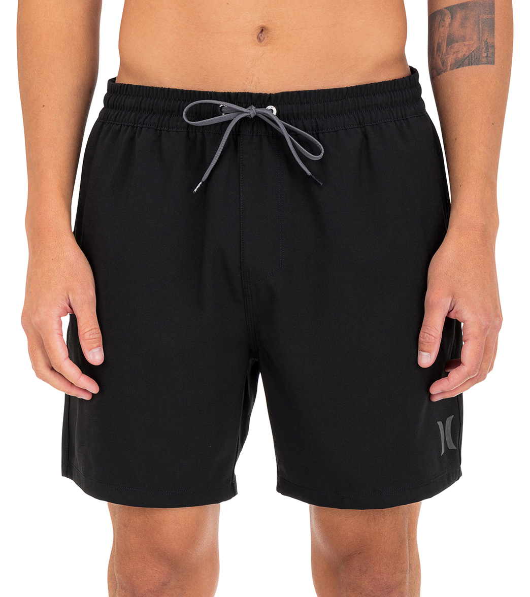 Hurley Men's 17 One And Only Solid Volley Boardshorts - Black Large - Swimoutlet.com