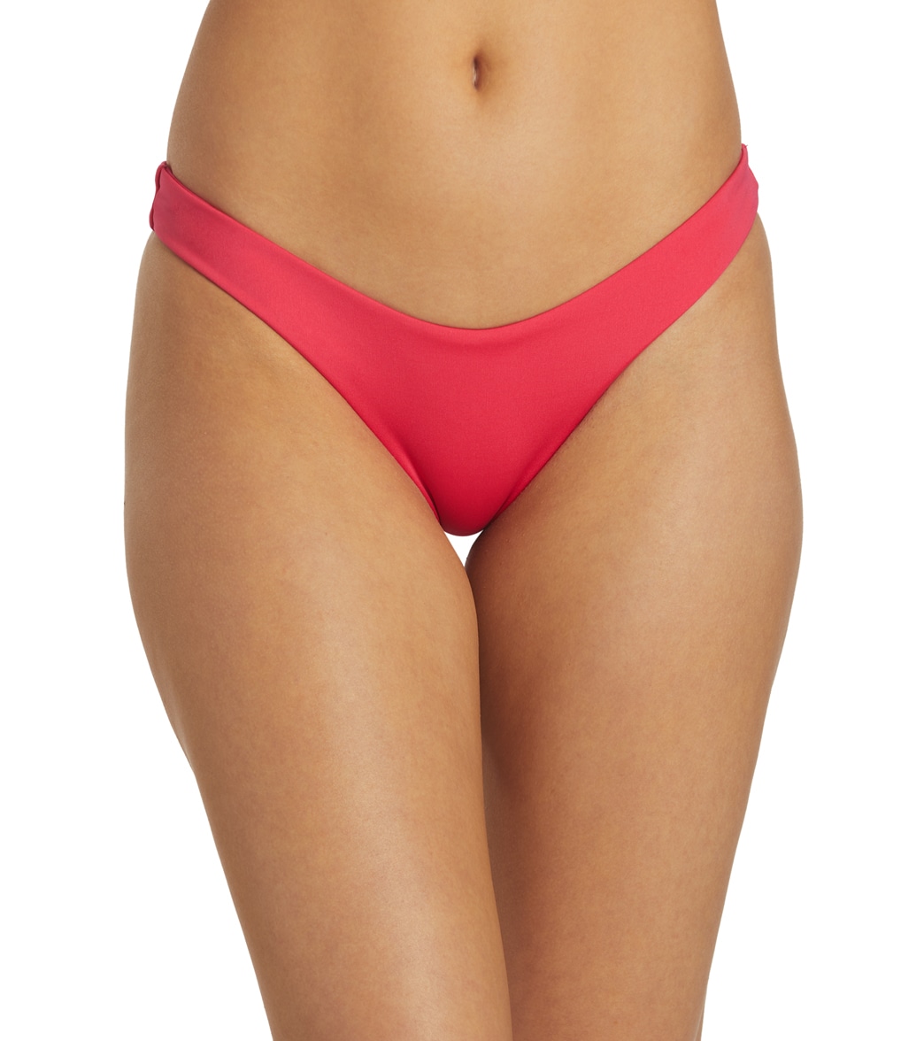 Hurley Women's Max Solid Cheeky French Bikini Bottom - Candy Pop Large - Swimoutlet.com