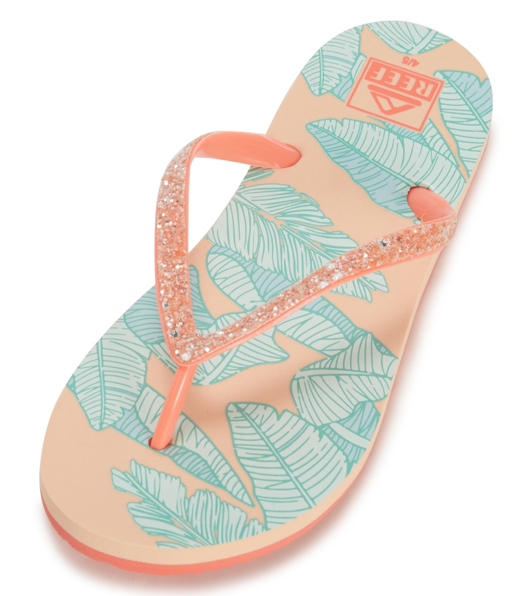 Reef Girls' Little Stargazer Print Flip Flop Big Kid - Mint Palms 13/1 - Swimoutlet.com