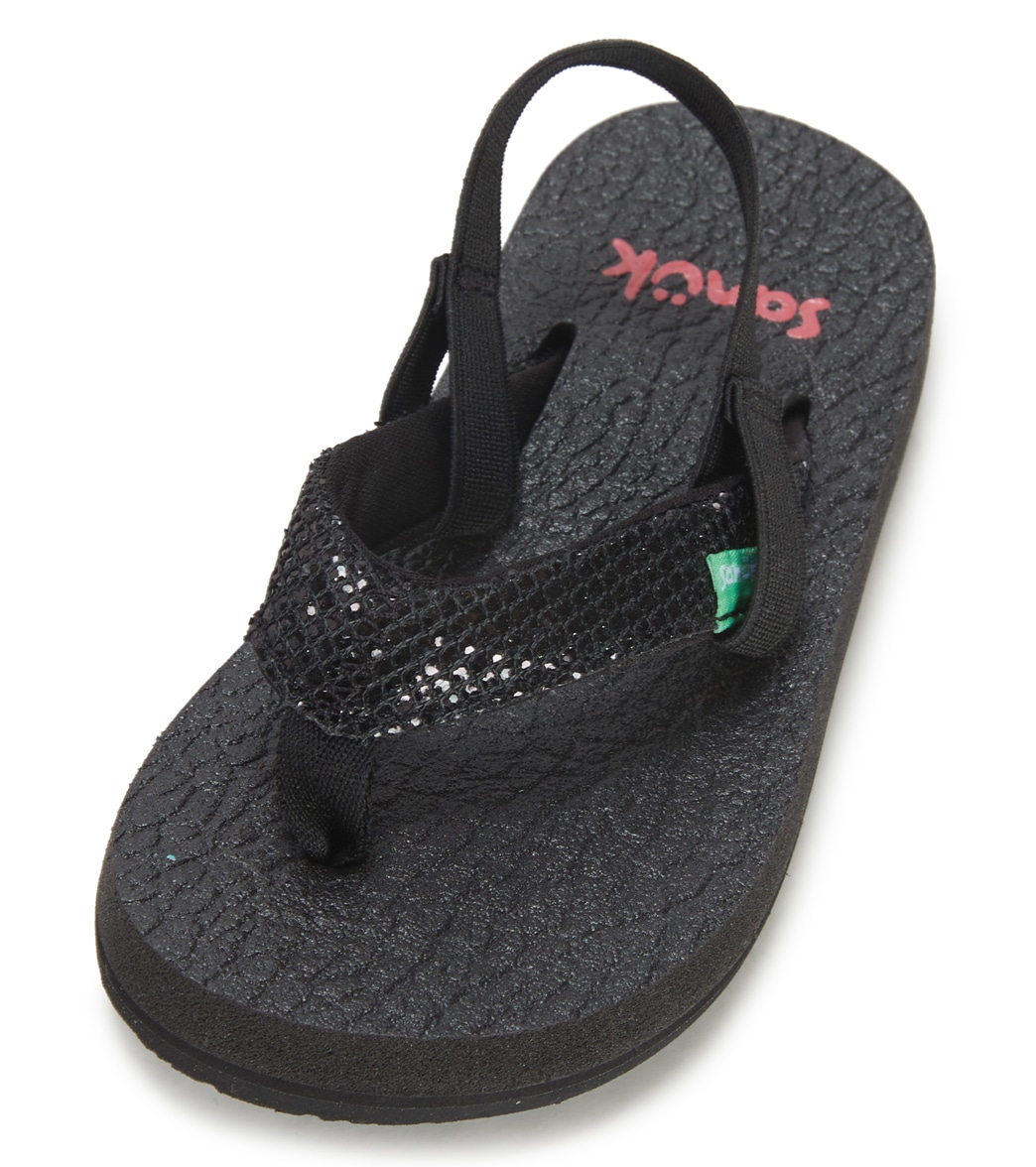 Sanuk Girls' Yoga Glitter Sandals - Black 11/12 - Swimoutlet.com