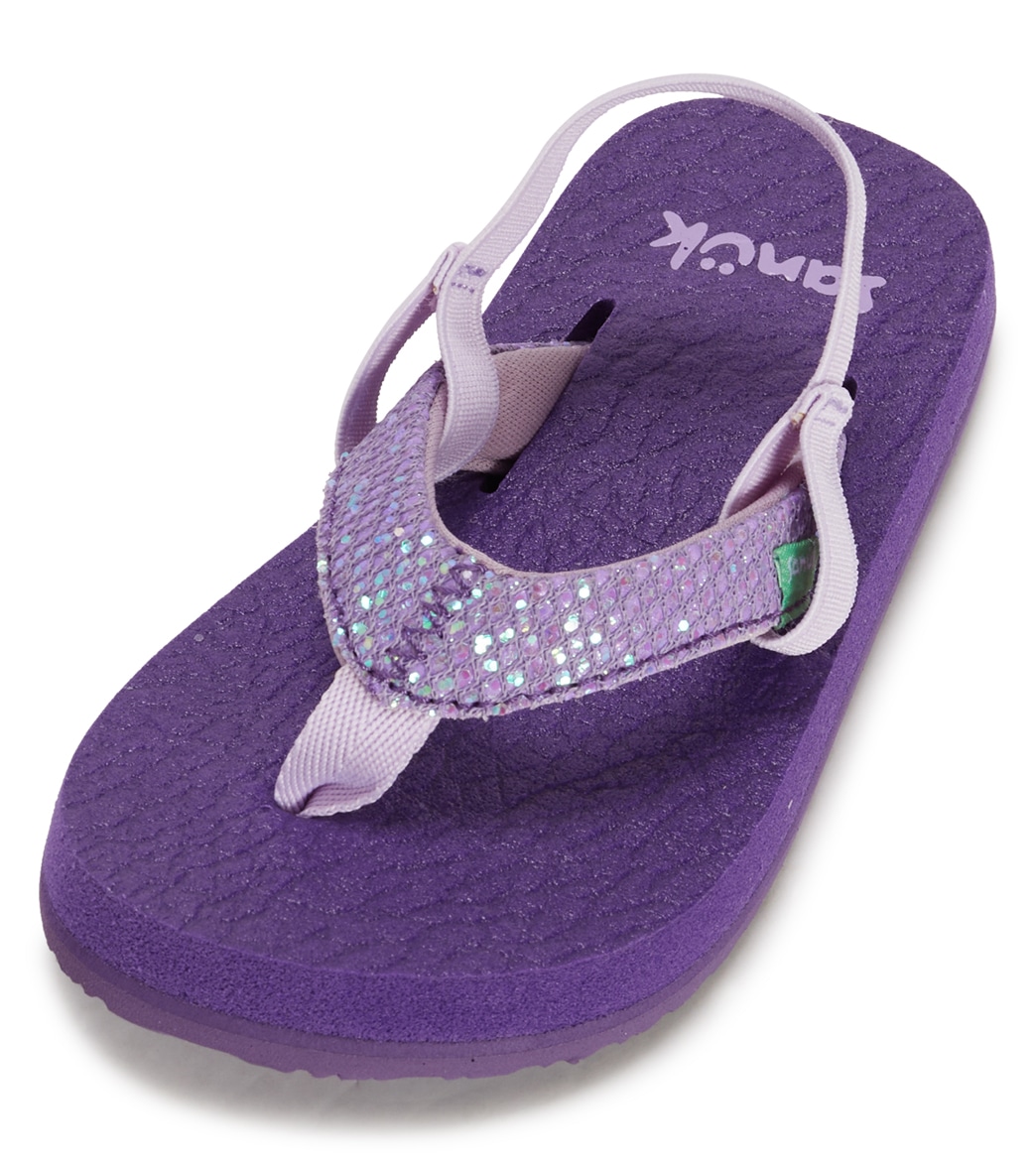 Sanuk Girls' Yoga Glitter Sandals - Purple 11/12 - Swimoutlet.com
