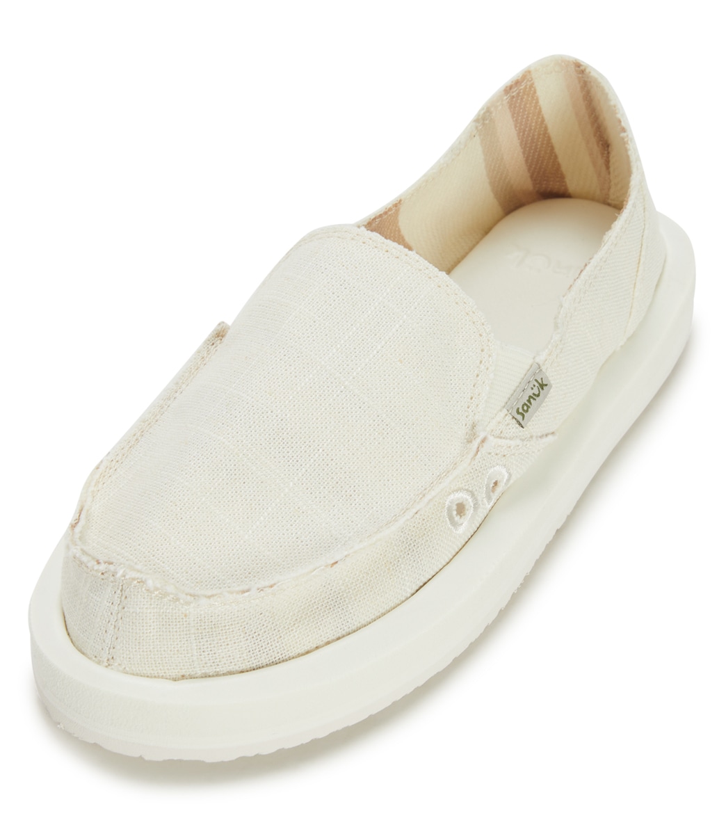 Sanuk Women's W Donna Soft Top Hemp Slip On Shoes Shoes Shoe - White 05 100% Rubber - Swimoutlet.com