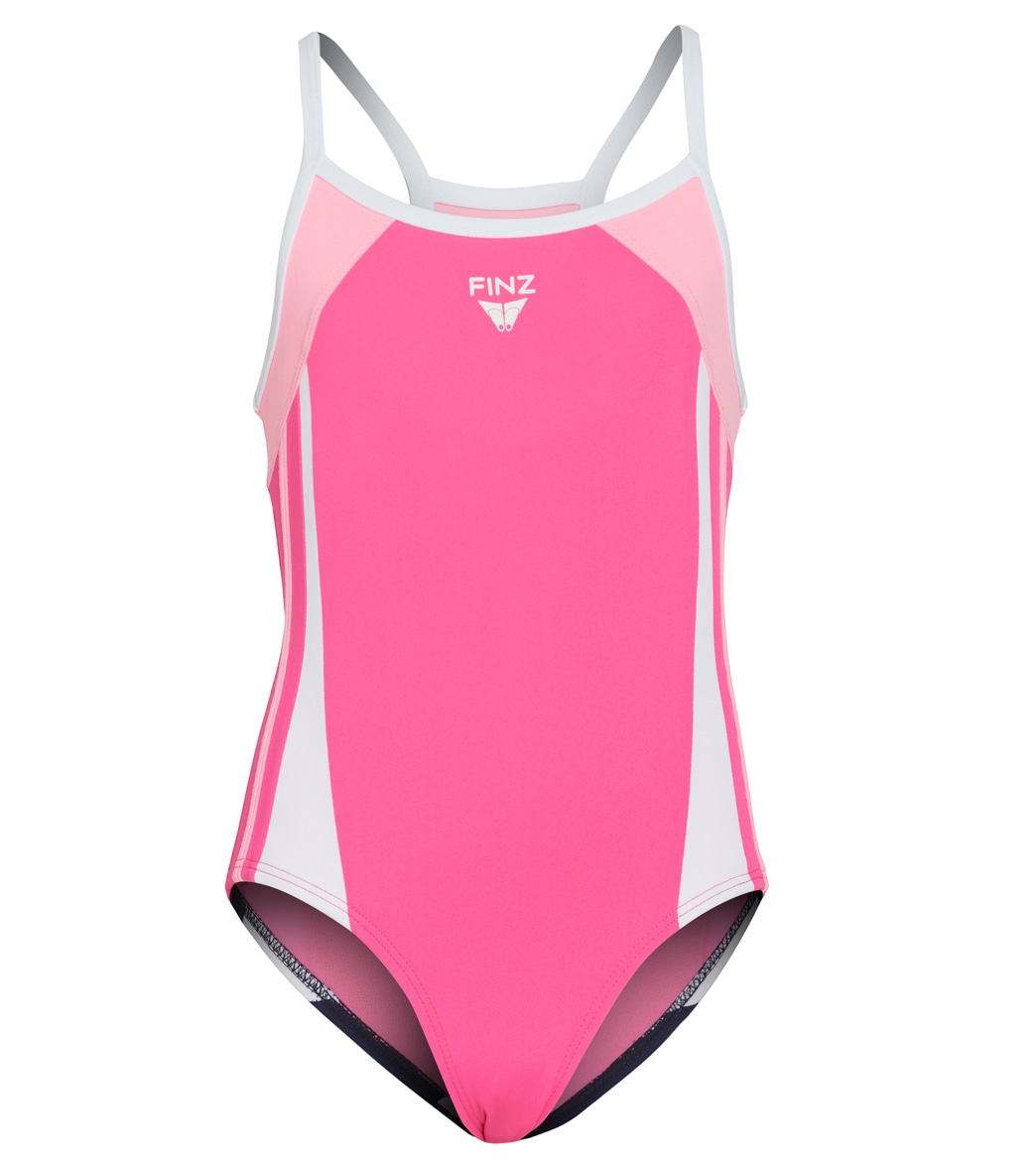 Finz Girls' Sportback One Piece Swimsuit - Purple/Pink 10 - Swimoutlet.com