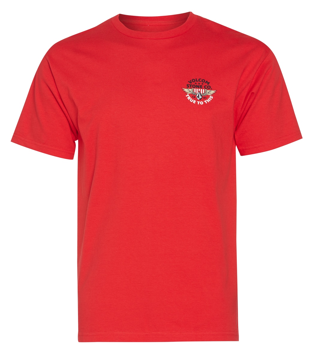 Volcom Men's Winged Beast Short Sleeve Tee Shirt - Ribbon Red Large Cotton - Swimoutlet.com