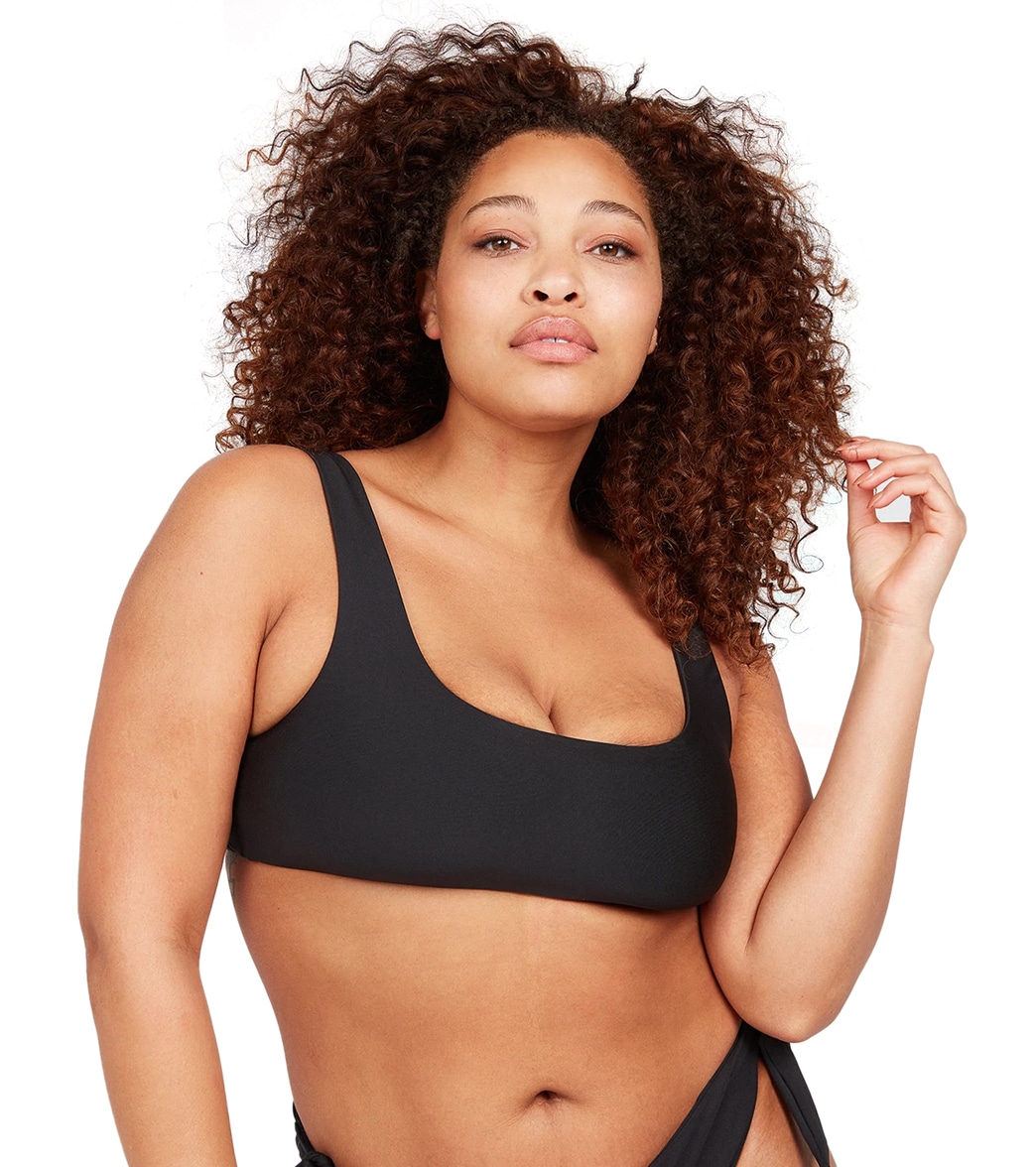 Volcom Women's Plus Size Simply Seamless Scoop Bikini Top - Black 14W - Swimoutlet.com