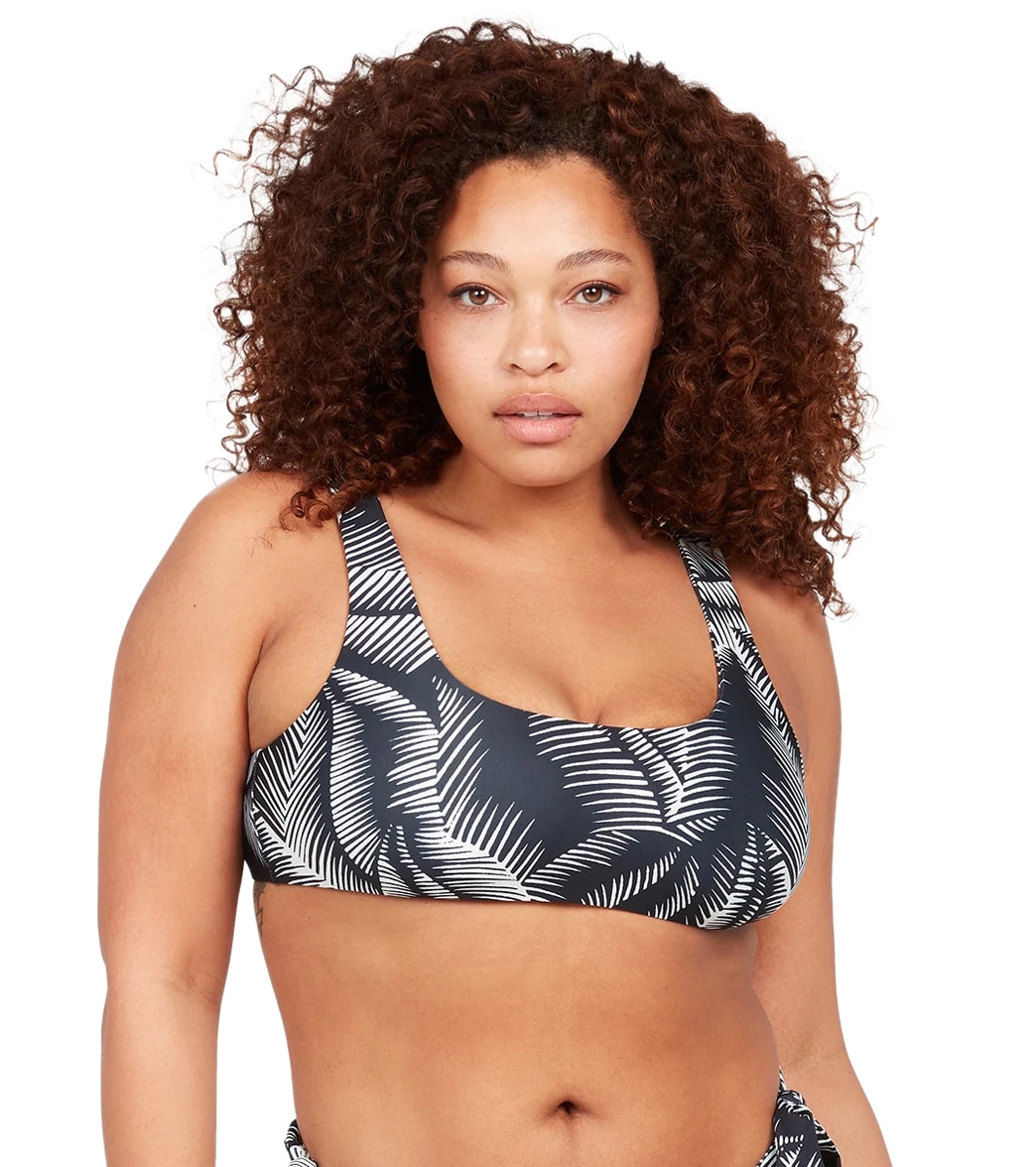 Volcom Women's Plus Size Stay Or Leaf Scoop Bikini Top - Black 14W - Swimoutlet.com