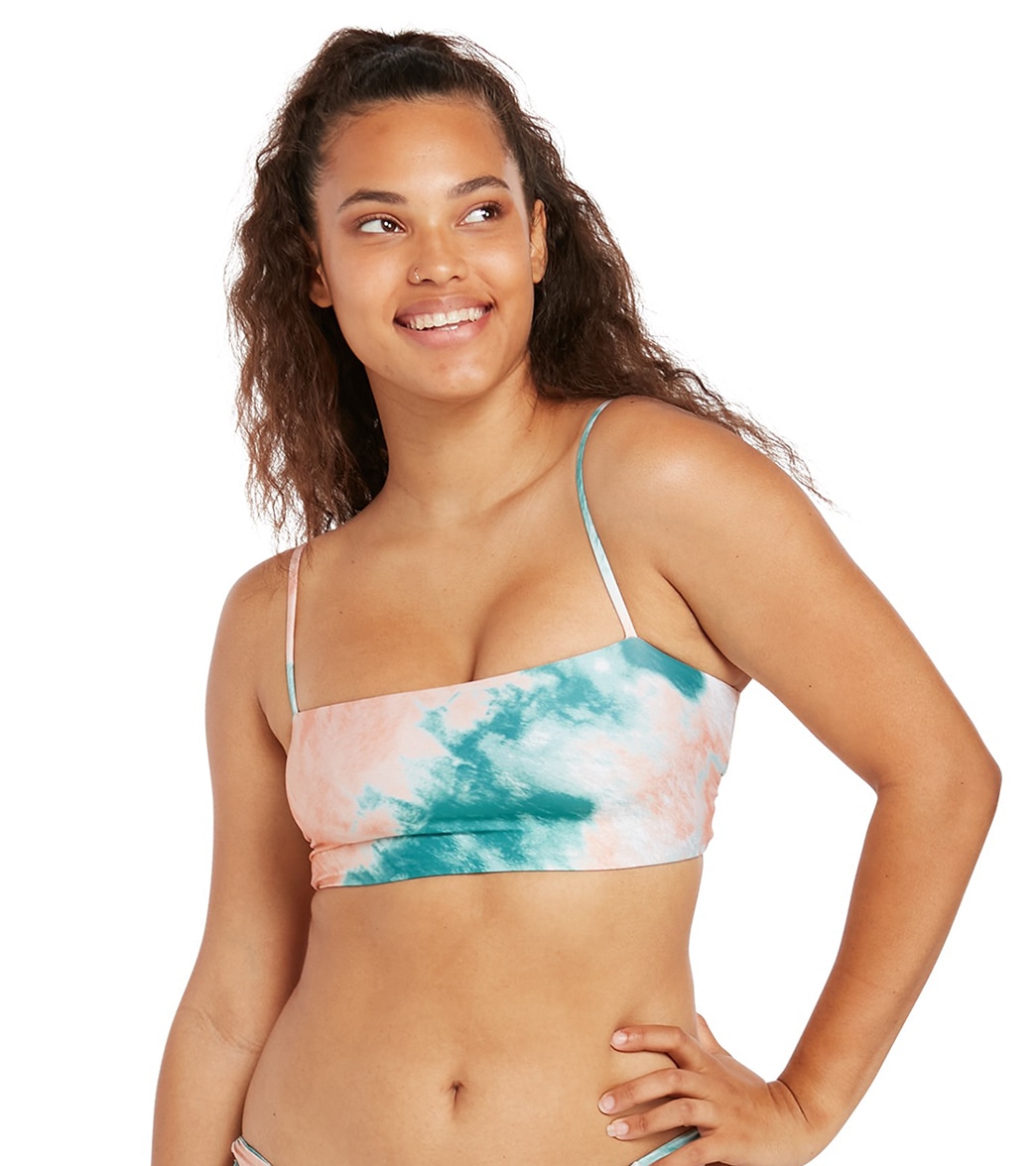 Volcom Women's Blurred Lines Crop Bikini Top - Hazey Pink Large - Swimoutlet.com