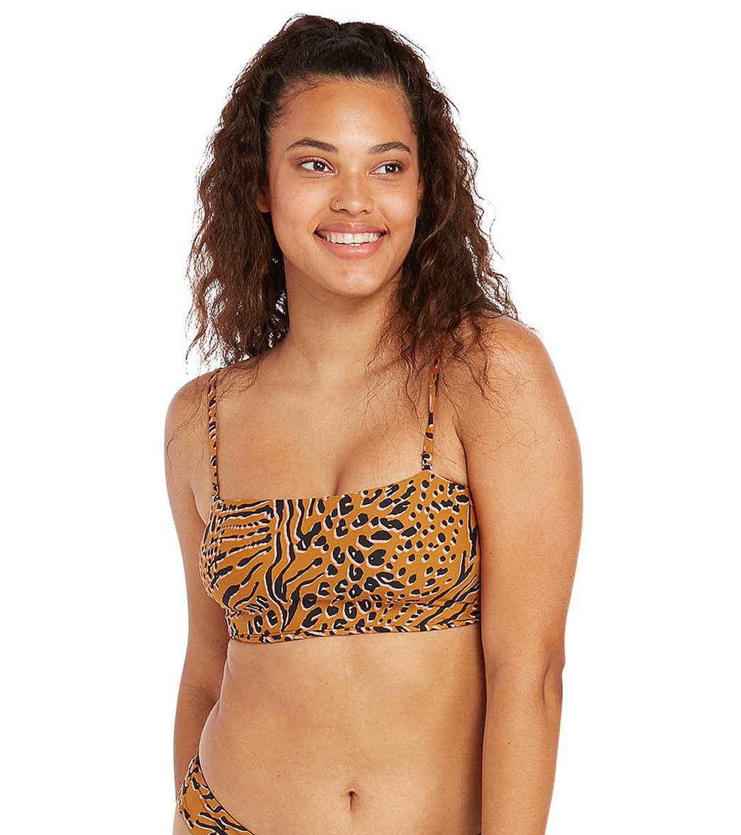Volcom Women's Running Wild Tube Bikini Top - Animal Print Large - Swimoutlet.com