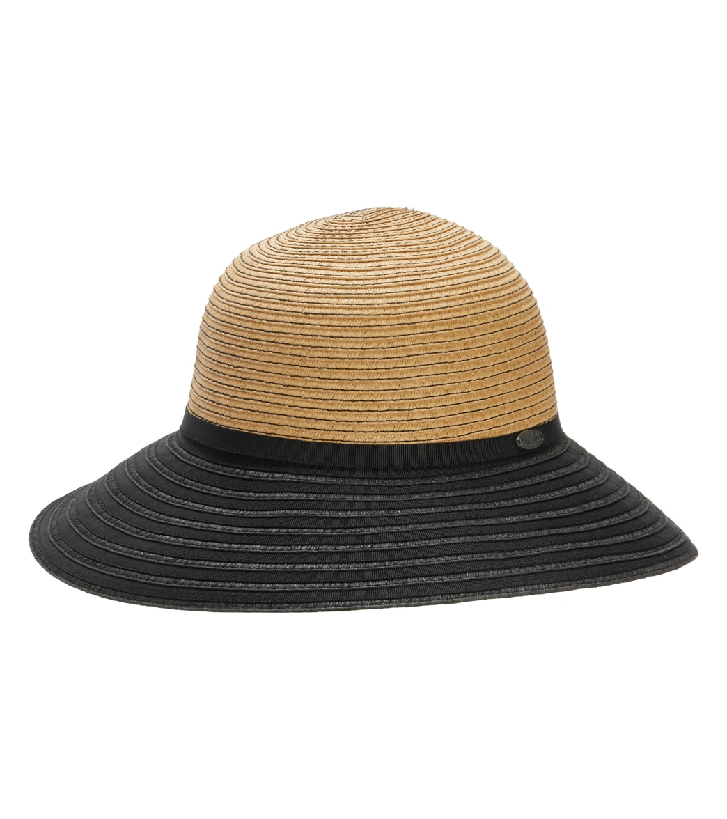 Wallaroo Women's Riviera Two Tone Paper Braid Hat - Camel/Black One Size Polyester - Swimoutlet.com