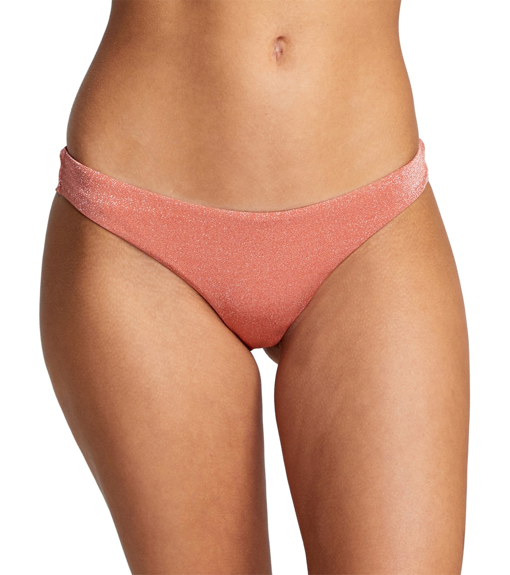 Rvca Women's Strata Cheeky Bikini Bottom - Apricot Large - Swimoutlet.com