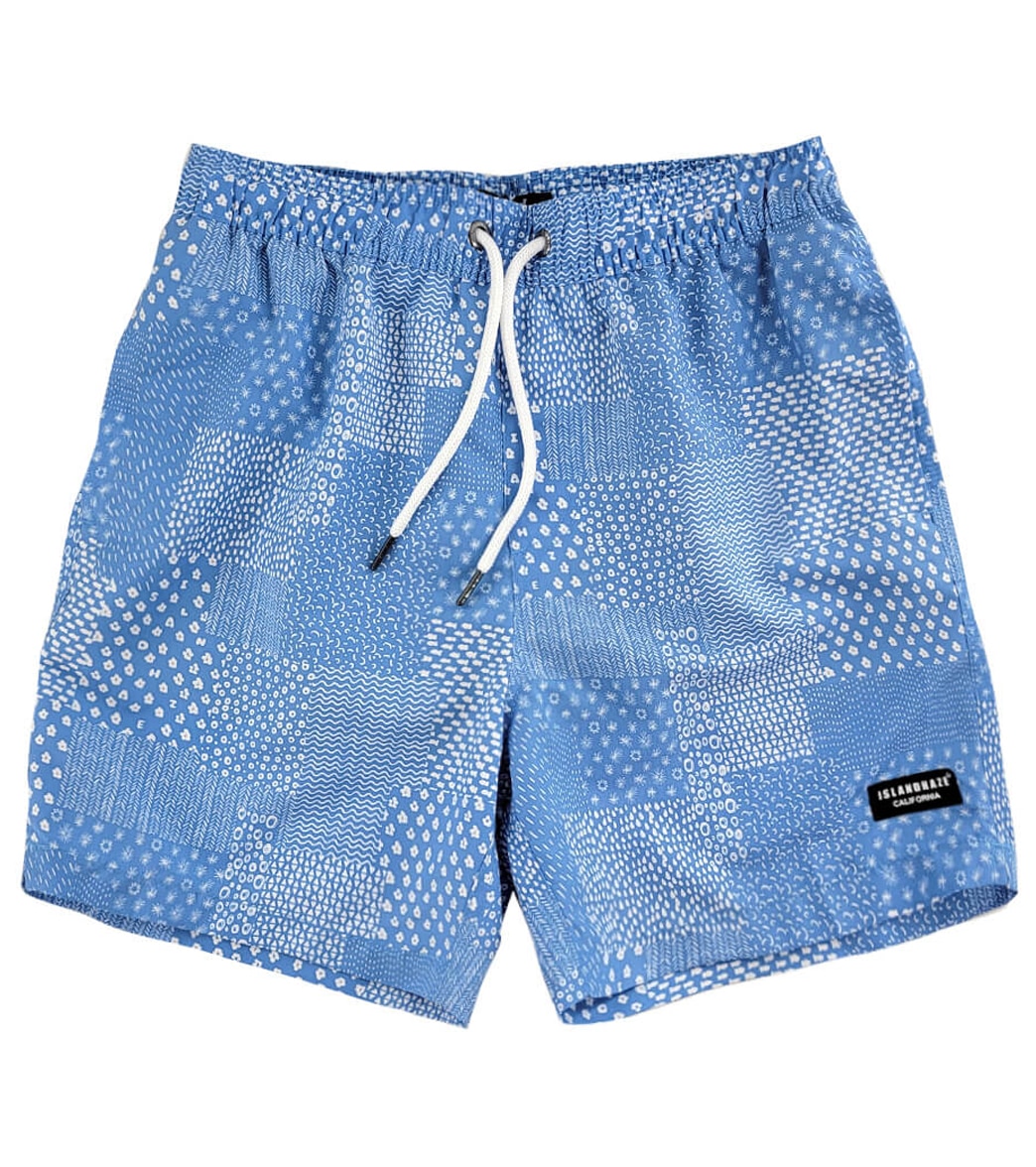 Island Haze Men's 17 Boro Printed Volley Shorts - Blue Large - Swimoutlet.com