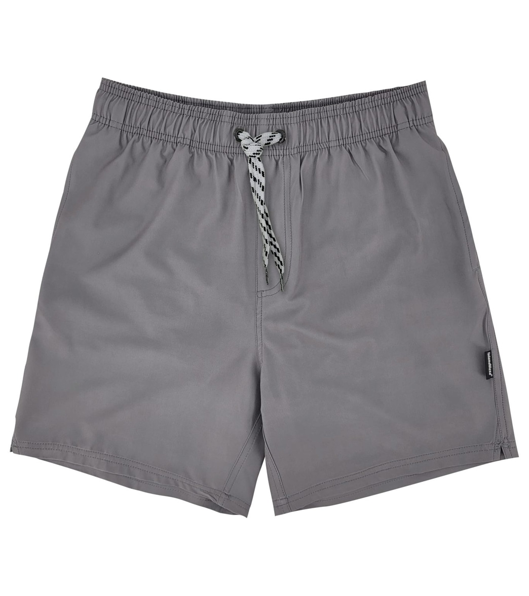 Island Haze Men's 16.5 Barbados Solid Volley Shorts - Grey Large Polyester - Swimoutlet.com