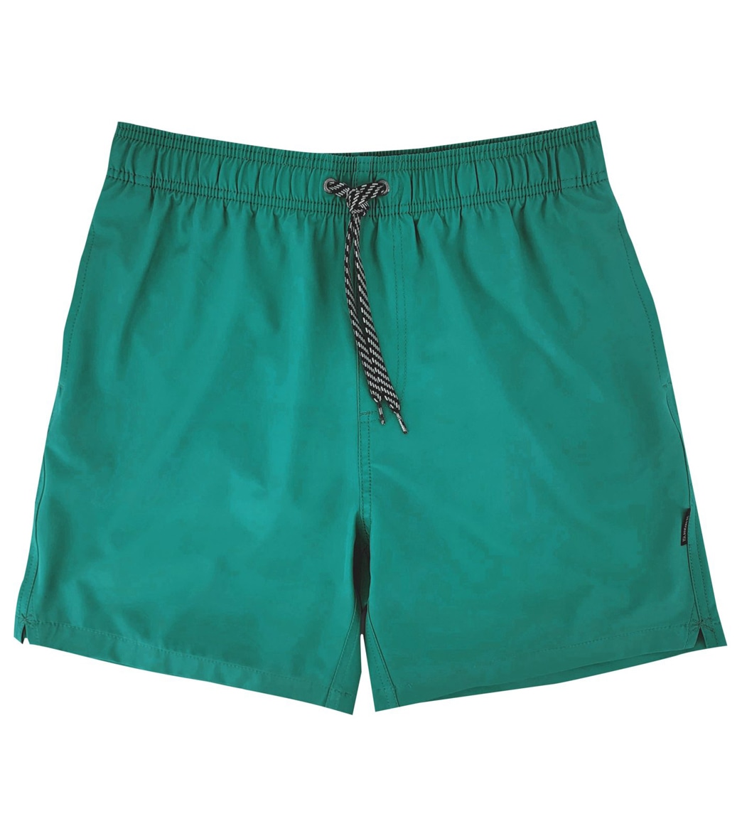 Island Haze Men's 16.5 Barbados Solid Volley Shorts - Green Large Polyester - Swimoutlet.com