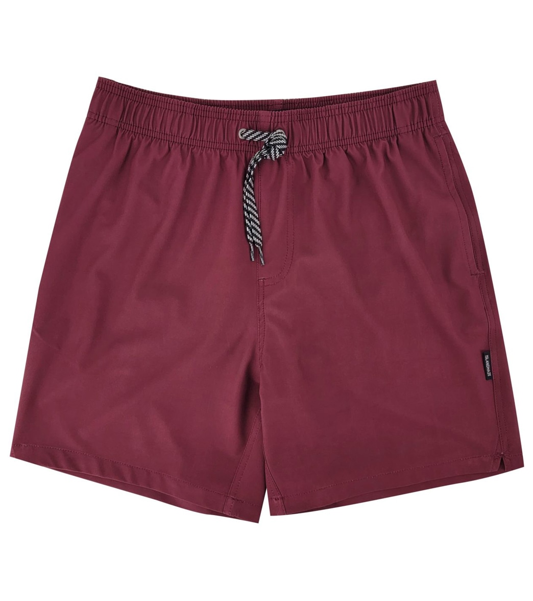 Island Haze Men's 16.5 Barbados Solid Volley Shorts - Wine Red Large Polyester - Swimoutlet.com