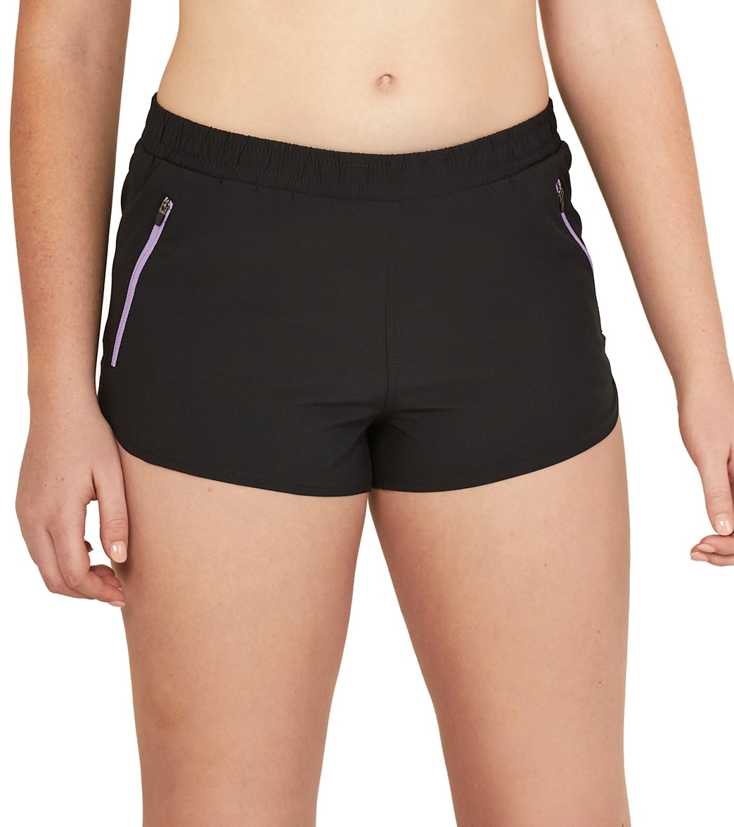 Speedo Women's Color Block Woven Shorts - Black Large - Swimoutlet.com