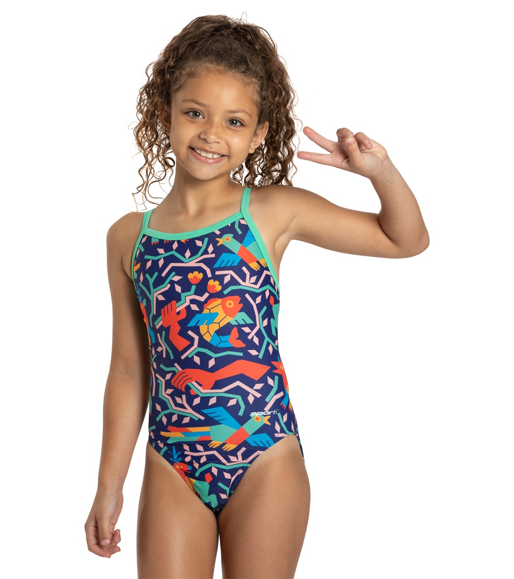 Sporti X Damian Orellana Limited Edition Laguna Thin Strap One Piece Swimsuit Youth 22-28 - Multi 22Y Polyester - Swimoutlet.com