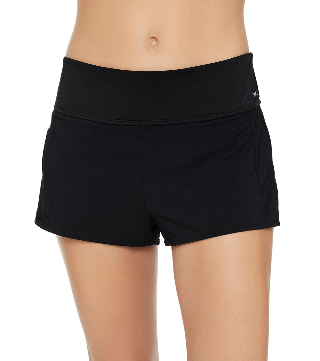 Reebok Women's Solid Cover Up Short - Black Large - Swimoutlet.com