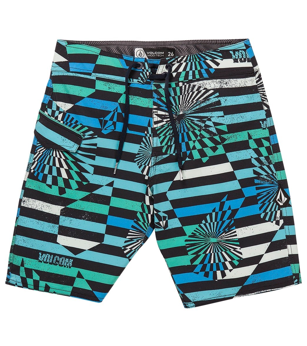 Volcom Boys' Mod Stone Stripe Board Shorts Big Kid - Maliblue 25 - Swimoutlet.com