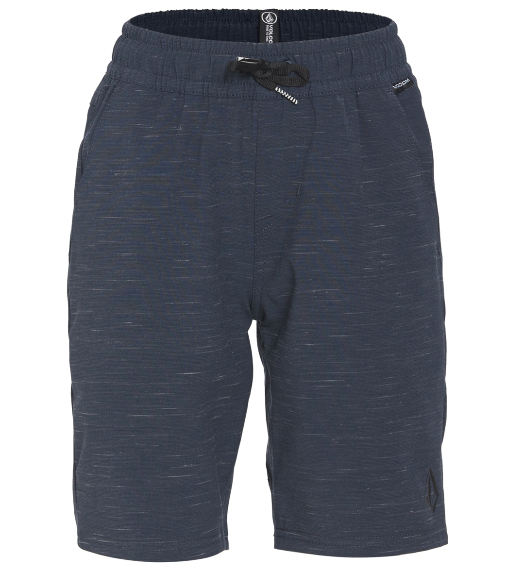 Volcom Boys' Understoned Ew Hybrid Shorts Big Kid - Navy Large Cotton/Polyester - Swimoutlet.com