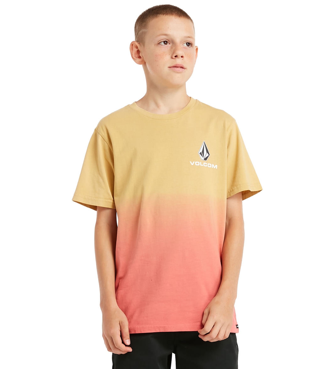 Volcom Boys' Stone Dip Short Sleeve Tee Big Kid Shirt - Sunfade Medium Cotton - Swimoutlet.com
