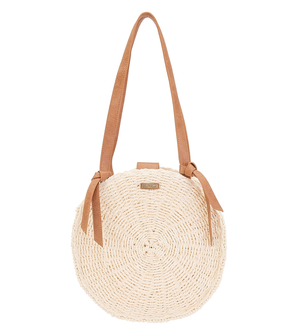 Sun N Sand Round Straw Shoulder Tote - Ivory One Size - Swimoutlet.com
