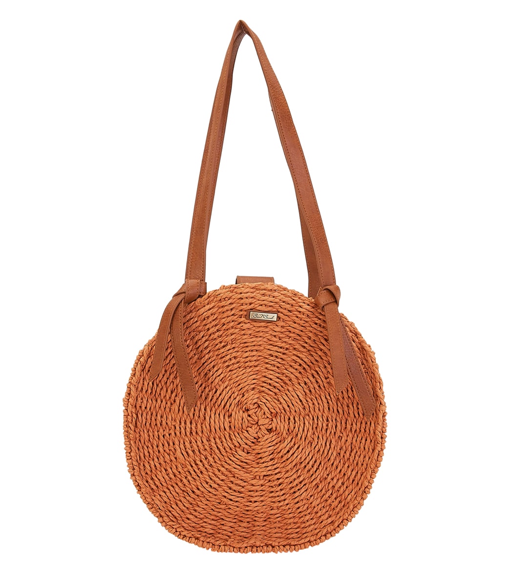 Sun N Sand Round Straw Shoulder Tote - Rust One Size - Swimoutlet.com
