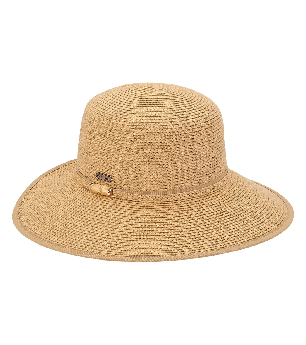 Sun N Sand Paperbraid Tweed Backless Hat W/ Bamboo Trim - Tan One Size - Swimoutlet.com